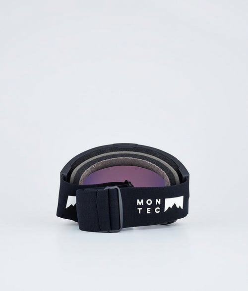 Skibrille – Schwarz / Schwarz mit Rubinrot-Spiegelbeschichtung