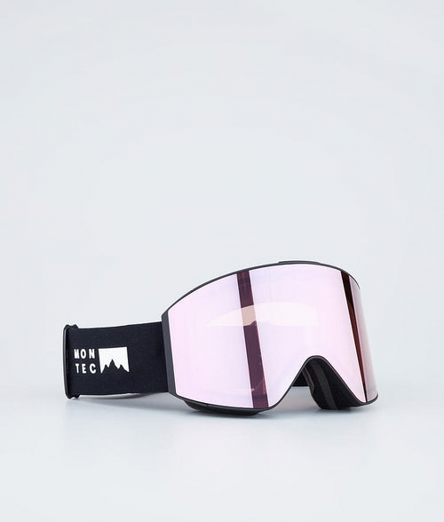 Skibrille – Schwarz / Schwarz mit Pink-Sapphire-Spiegelbeschichtung