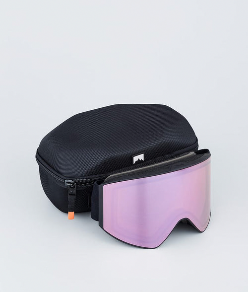 Skibrille – Schwarz / Schwarz mit Pink-Sapphire-Spiegelbeschichtung